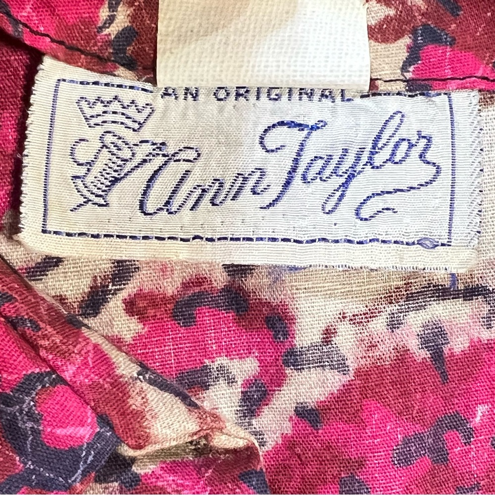 VINTAGE 50s MCM Ann Taylor cotton floral day‎ dress flare skirt rounded collar - Picture 11 of 16